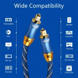 CablesToslink - OD6.0 - SPDIF - cable de audio de fibra óptica digital - trenzado - 1m - 1,5m - 2m - 3m - 5m - 8m - 10m - 15m