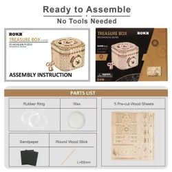 ConstrucciónDIY creativo - caja del tesoro 3D - rompecabezas de madera - kit de montaje - 123 piezas