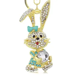 llaverollave de conejo de oro & cristal