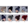 Knitted rabbit fur hat with pompomHats & Caps