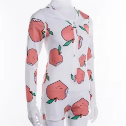 Sexy deep v-neck jumpsuit - long sleeve printed bodysuit with buttonsBlouses & shirts