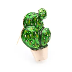 BrochesCactus de esmalte verde - un elegante broche
