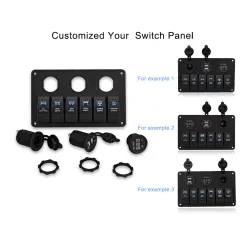 6 Gang 12V switch panel - 5V Dual USB - digital voltmeterSwitches