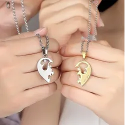 CollarColgante en forma de corazón - Te amo - collares de acero inoxidable para él y ella - 2 piezas