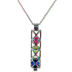 CollarTubo rectangular con cuentas de perlas - collar de acero inoxidable