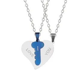 CollarTe amo - 2 piezas corazón & collar de llave - 2 piezas