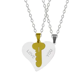 CollarTe amo - 2 piezas corazón & collar de llave - 2 piezas