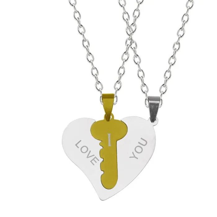 CollarTe amo - 2 piezas corazón & collar de llave - 2 piezas
