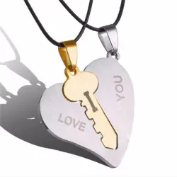 CollaresMe encanta Usted - llave & corazón - pareja collar 2 piezas