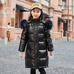 NiñosChaqueta de invierno caliente con capucha de piel - para niñas