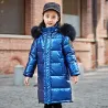 Long - warm winter jacket with fur hood - for girlsKids