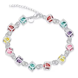 PulseraPulsera de cubos multicolor - plata de ley 925