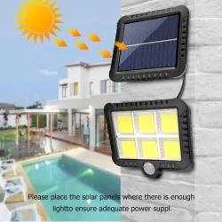 Iluminación solar150COB - 128COB - 120COB - 100COB - Luz solar - Al aire libre - Lámpara de seguridad - Control remoto