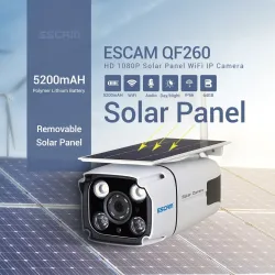 Seguridad de casaESCAM QF260 - WiFi - inalámbrico - IP67 - 1080P 2.0MP - energía solar - PIR - cámara de seguridad