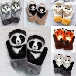BebésNiños guantes de invierno con animales de dibujos animados - guantes suaves