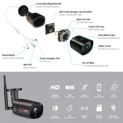 Cámaras de seguridad5 MP - 1920P HD - cámara de seguridad inalámbrica - dos modos de audio - WiFi - soporte Onvif - impermeable