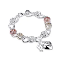 PulseraPulsera exclusiva con cierre de cristal en forma de corazón - plata de ley 925