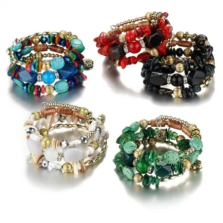 Pulseracuentas multicolor - pulseras de encanto - piedra de resina