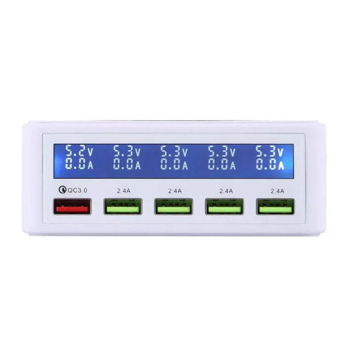 USB - 40W - 3.0 quick charger - Led display - 5-ports charging stationBattery & Chargers