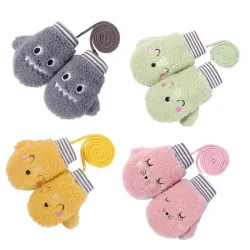 RopaGuantes de felpa caliente para niños - un dedo - con cuerda - diseño de animales