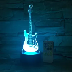 Luces & IluminaciónLuz de noche de guitarra remota - 3D - Lámpara LED - 7 colores