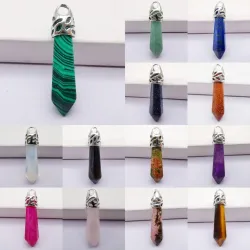 CollarColgante de pilares de piedra - para joyas / collares de fabricación - lapis - malachite - aventurina - arenisca - cris...