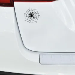 PegatinasAraña en una web de araña - pegatina de coche