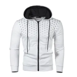 Warm hoodie with zipper - long sleeve - polka-dot printHoodies & Sweatshirt