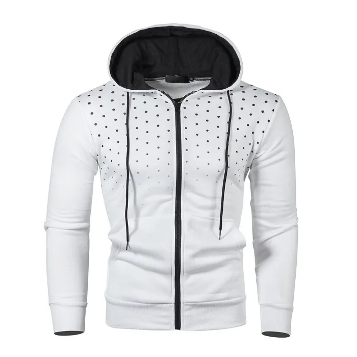 Warm hoodie with zipper - long sleeve - polka-dot printHoodies & Sweatshirt