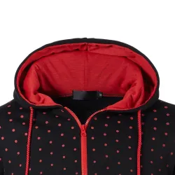 Warm hoodie with zipper - long sleeve - polka-dot printHoodies & Sweatshirt