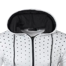 Warm hoodie with zipper - long sleeve - polka-dot printHoodies & Sweatshirt