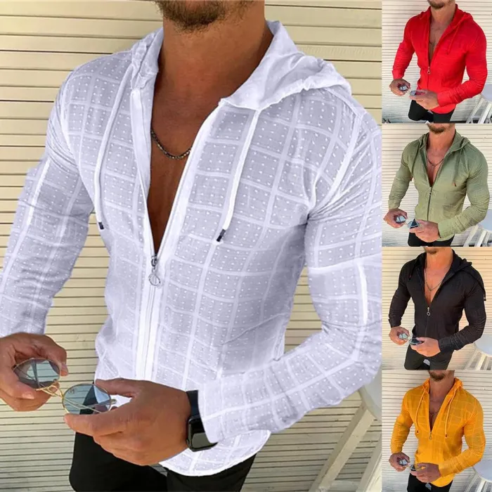 Long sleeve hoodie - with zipper - slimHoodies & Sweatshirt