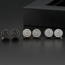AretesElegante - pequeños pendientes de cristal redondo