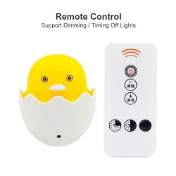 Yellow duck - LED night light - EU wall plug - control sensor - dimmable - remote controllerWall lights