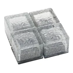 Iluminación solarPiedra de vidrio - hielo cubo - luz de jardín de cristal - lámpara de noche - solar - 4 piezas