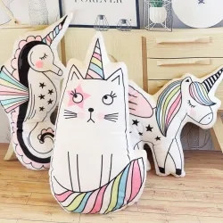 Animals shaped pillow - cat - sea horse - unicorn - ice cream - plush toyCushions