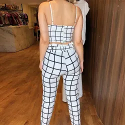 Blusas y camisasPantalones sin mangas & - plaid set