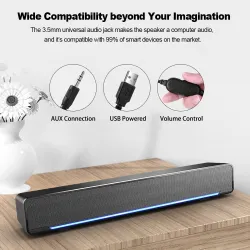 Altavoz BluetoothSoundbar - altavoz inalámbrico - con subwoofer - Bluetooth 5.0 - TV - ordenador portátil - PC