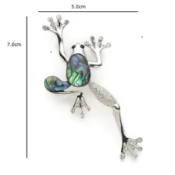 Crystal frog - with shell - vintage broochBrooches