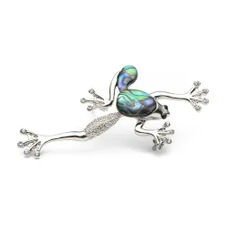 Crystal frog - with shell - vintage broochBrooches