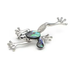 Crystal frog - with shell - vintage broochBrooches