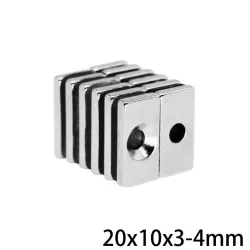 N35N35 - imán de neodimio - bloque poderoso - con agujero de 4 mm - 20 * 10 * 3mm - 5 - 100 piezas