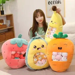 Animales de pelucheFruit vegetable plush toy - with transparent pocket