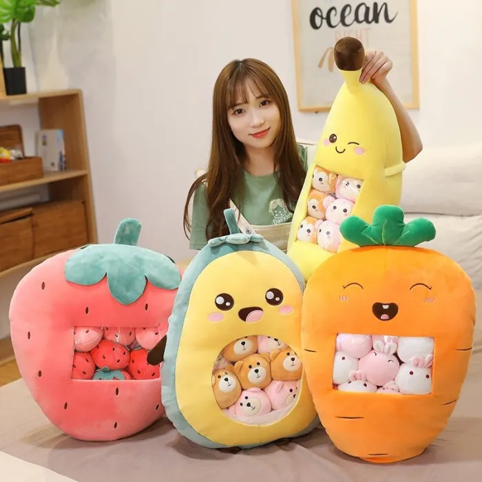 Animales de pelucheFruit vegetable plush toy - with transparent pocket