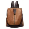 MochilasLeather backpack for women - anti-theft