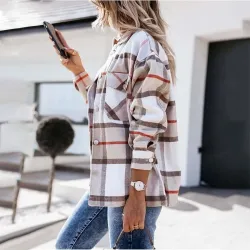 Vintage plaid shirt with long sleeves and buttons - jacketBlouses & shirts