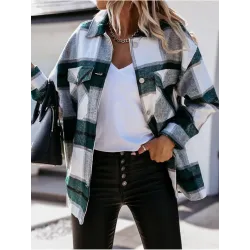 Vintage plaid shirt with long sleeves and buttons - jacketBlouses & shirts