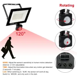 LED flood light - outdoor reflector - PIR motion sensor - waterproof - 10W - 20W - 30W - 50W - 100WFloodlights