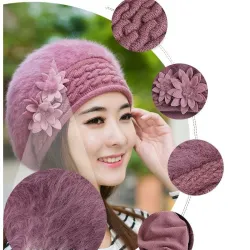 Sombreros & gorrasBeret hat - women - fur - with flower design