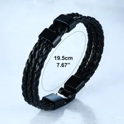 PulserasBrazalete de cuero trenzado - encantos de acero inoxidable - nombres hechos a medida